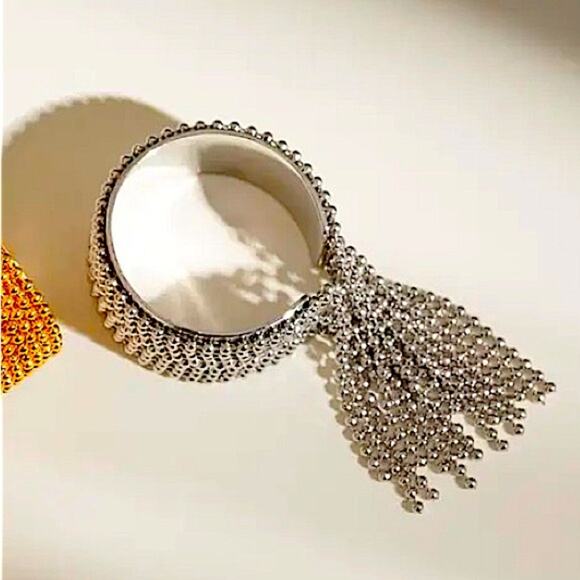 Stainless Steel Tassel Ring Beaded Adjustable Fringe Cascading - Picture 8 of 13